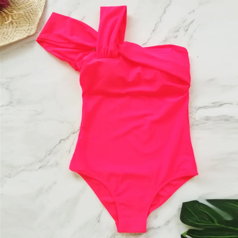 2019 Sexy One Piece Swimsuit Women High Neck Shoulder Monokini Black Swimwear Bathing Suits Swimming Suit | Спорт и развлечения