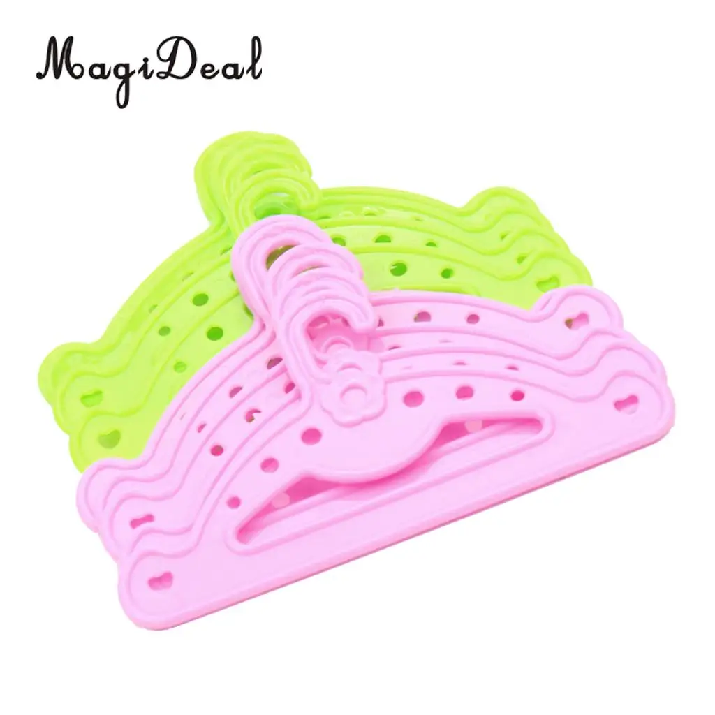 Милый миниатюрный пластиковый костюм куклы 10 шт. одежда Acc вешалки для одежды 18