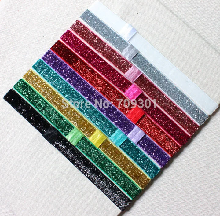 

Glitter Headbands Elastic Headbands Interchangeable Loop Headband 100Pcs 10 Colors Pink Glitter Headbands Free Shipping