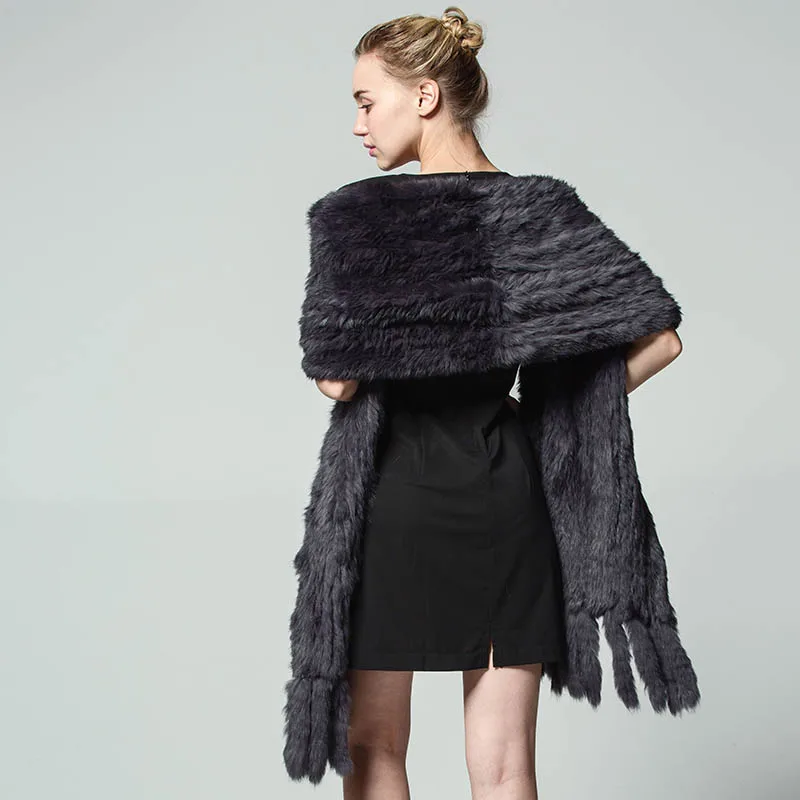 QIUSIDUN Новинка 2017 шарф из натурального кроличьего меха женское пончо роскошная
