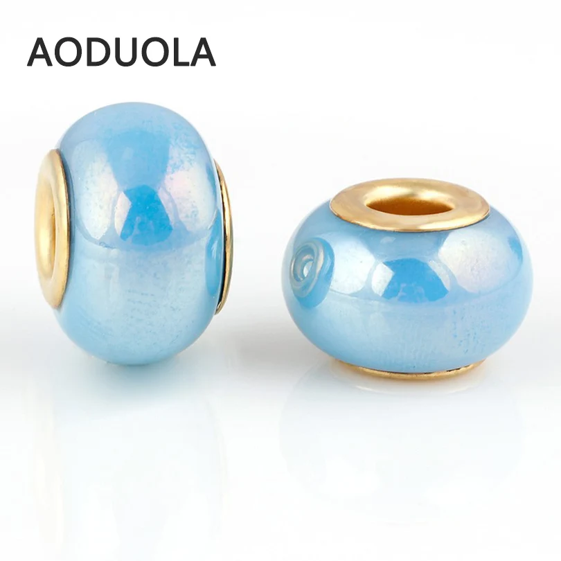 10 шт. в партии золотые керамические синие круглые рукоделие большое отверстие