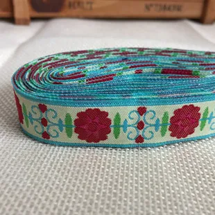 6 red flowers 5/8 '(16 mmx5yards) цветки сливы тюльпаны розы тканые полиэстер Жаккардовая лента собака цепи аксессуары для ванной комнаты с ловкость для ошейник для собак - Color: 6 red flowers