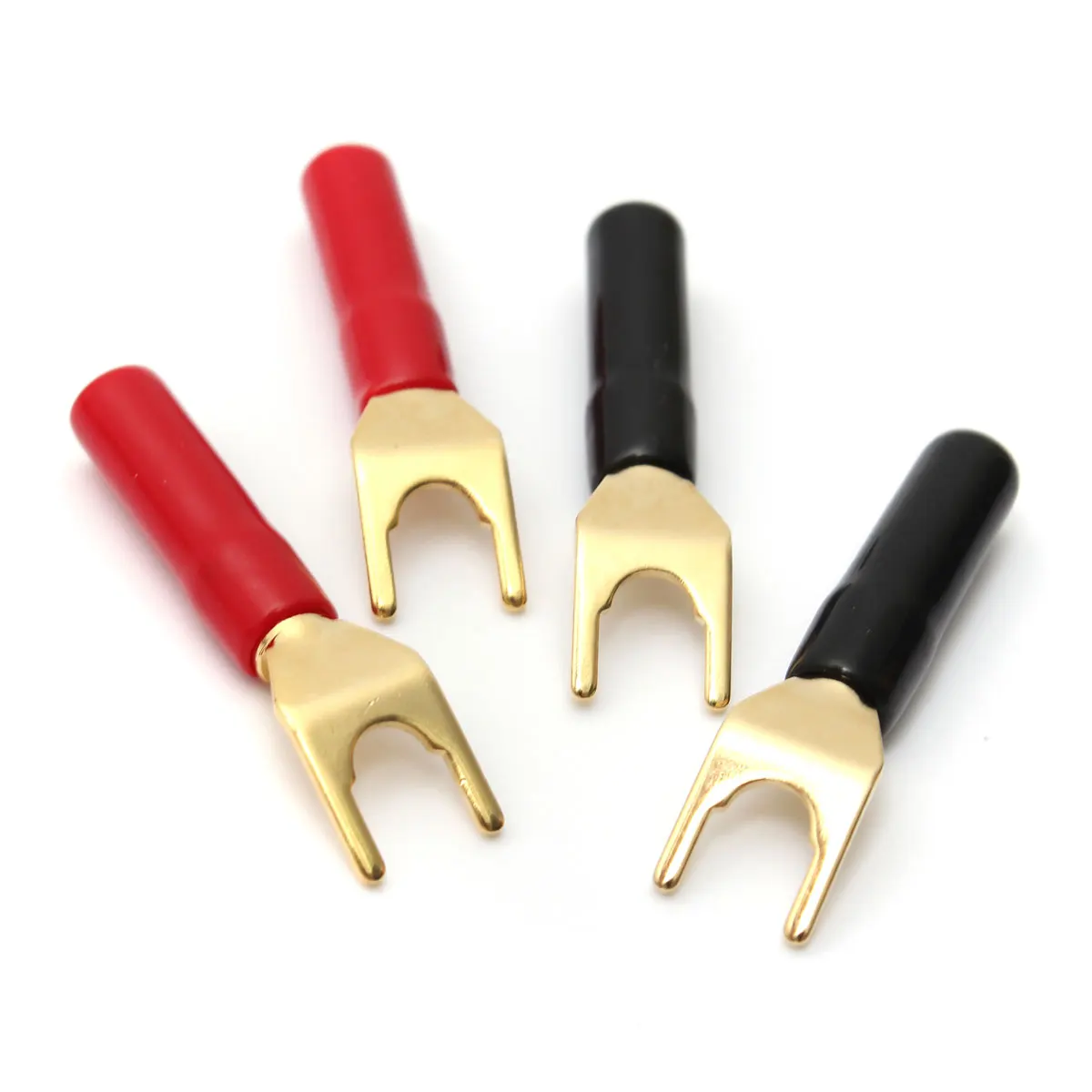 4Pcs/Set Gold Plated Tuning Fork Banana Plug Y style Spade Solderless Speaker Cable Power Terminals Connectors|Соединители| |