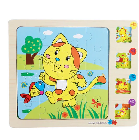 Wooden Animal Scene Multi-layer Story Puzzle Imposition Infant Child Early Childhood Education Intellectual Toy 1-3-6 Years Old | Игрушки и