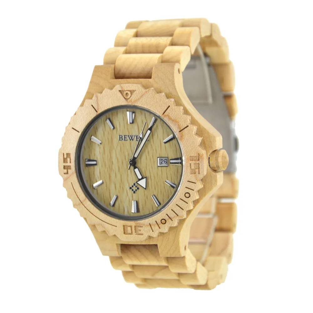 BEWELL кварцевые деревянные часы натуральный черный ручной работы сандалового