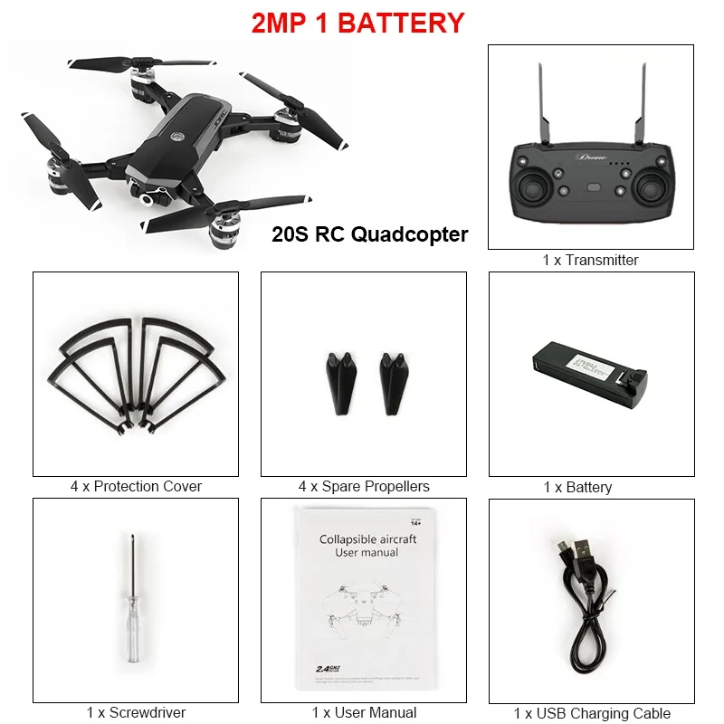 2PM 1 battery JDRC JD-20S JD20S/JD-20S PRO WiFi FPV складной Дрон 5PM PRO 2MP 0,3 PM 1080P HD камера RC Квадрокоптер RTF гоночный Дрон VS JD20 - Цвет: 2PM 1 battery