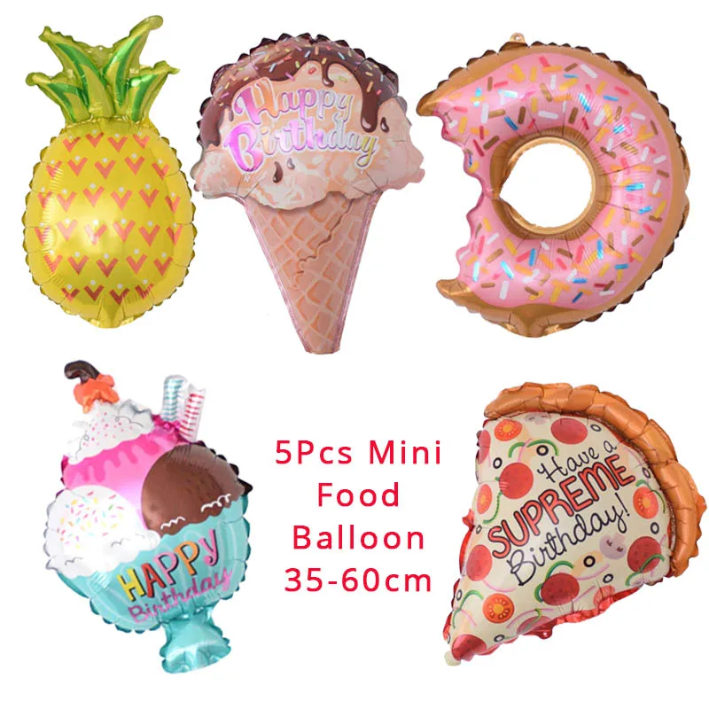 5pcs food balloon Одноразовые вечерние пончики, столовая посуда, Детские сувениры на день рождение вечерние украшения, скатерть и бумажные тарелки, детский стол для душа, аксессуары - Цвет: 5pcs food balloon