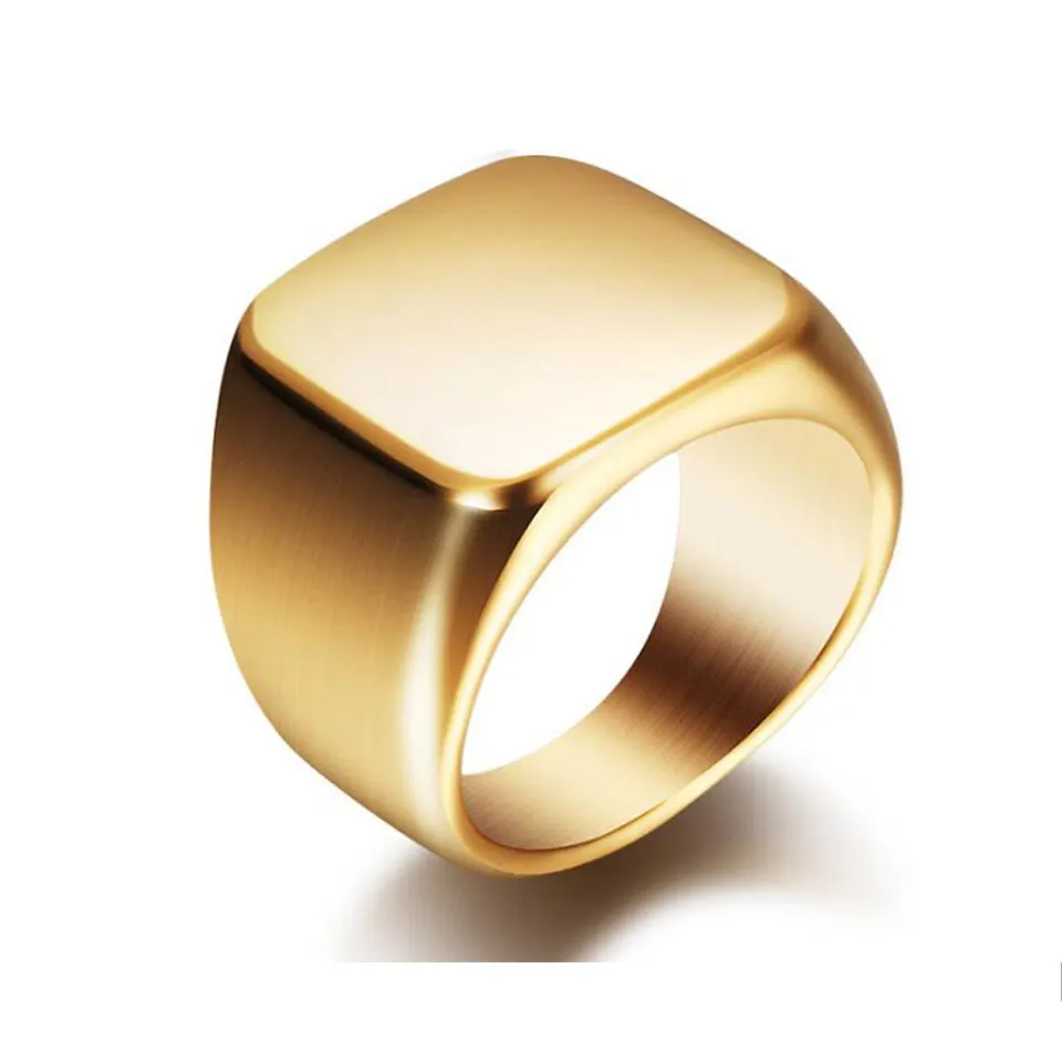 Модные большие квадратные геометрические кольца мужское кольцо из нержавеющей