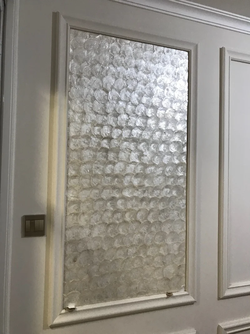 Бесшовная желтая перламутровая плитка capiz в форме губ натуральная белая