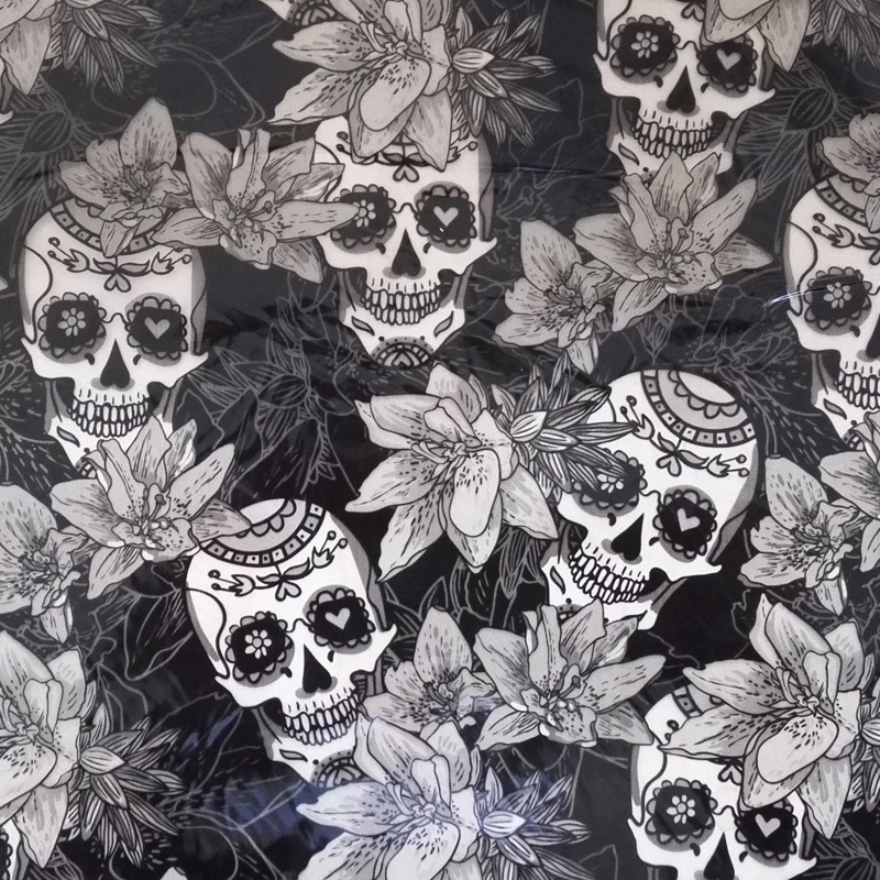 Гидрографическая пленка CSKW070 с изображением черепа и цветов м х 2 м|skull pattern|skull