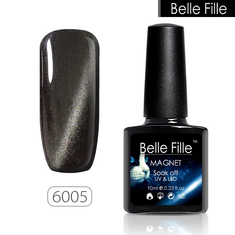 Belle FILLE Cat Eye Gel Лаки для ногтей uv гель 3D с сияющими блестками сапфир Цвет маникюр |