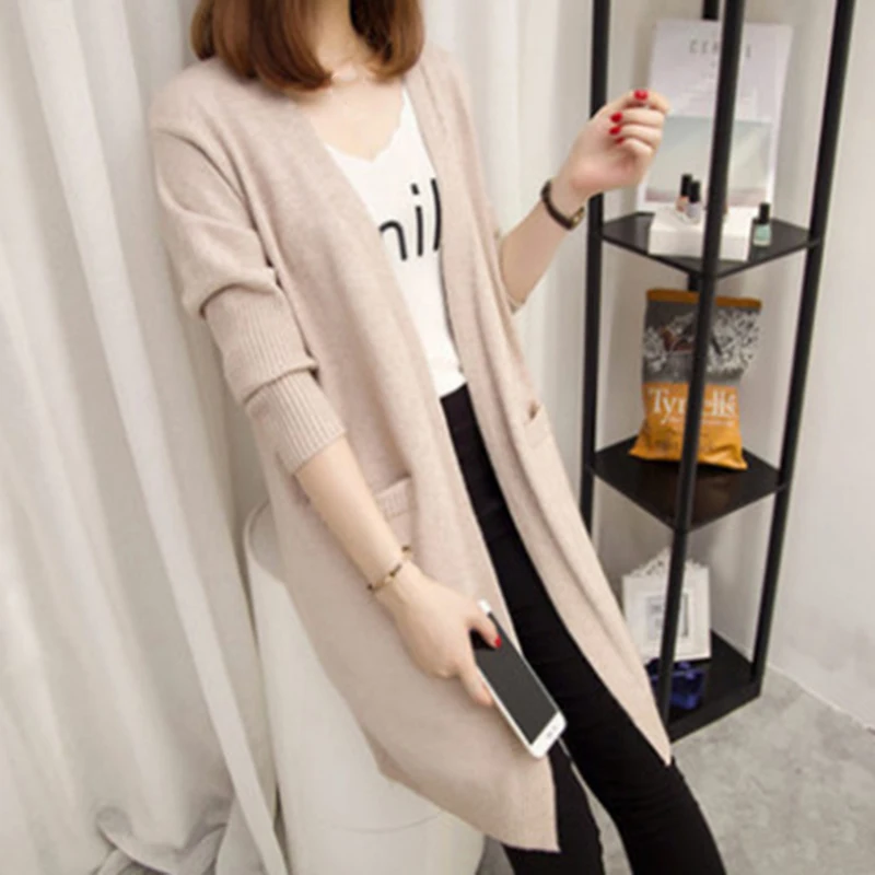 Autumn Winter Sweater Long Cardigan Female Fashion Sleeve Tricot Women Jacket Tops Coat |