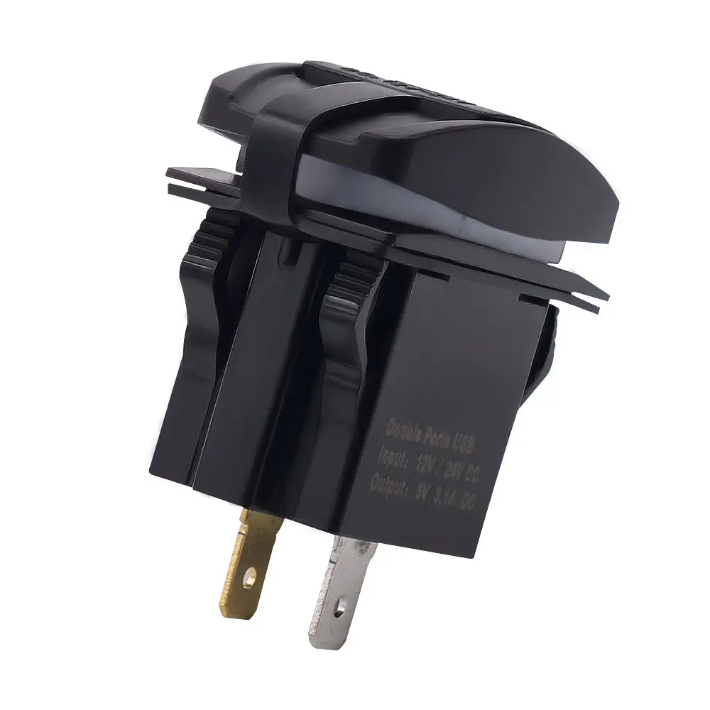 Автомобильное зарядное устройство с двумя USB адаптерами питания 3.1A 5V двойное 12V 24V