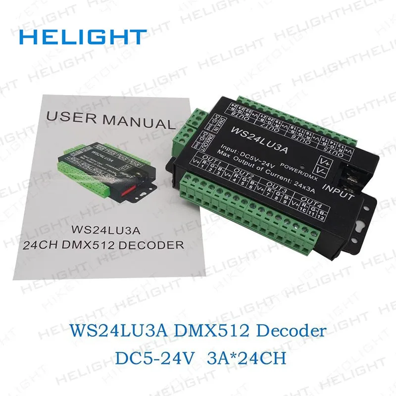 DC5 24V WS24LU3A 24CH DMX контроллер 512 декодер RGB светодиодная лента модуль самосвал 24x3A