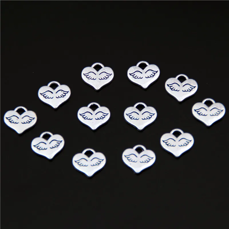 20pcs Silver Color Heart Angel Wings Charm Pendant For Bracelet Necklace Jewelry DIY Making Handmade Accessories A2491 | Украшения и