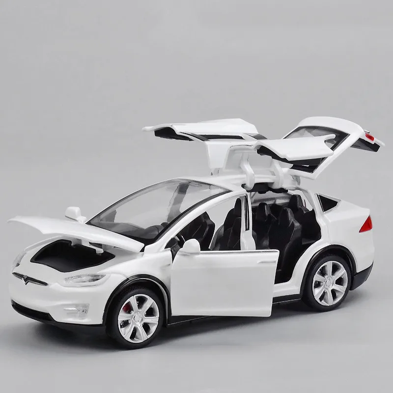 Очень крутой 1:32 Tesla внедорожный сплав модель моделирование литого металла звук и