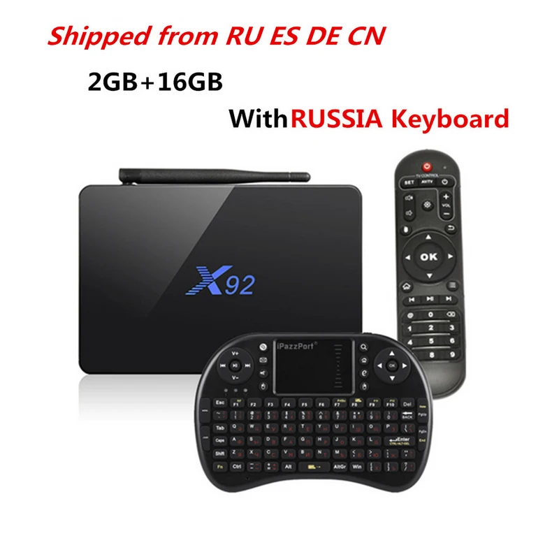 2GB 16GB RU Keyboard Хит X92 ТВ приставка 3 ГБ 32 ГБ Amlogic S912 Восьмиядерный 2,4 ГГц/5,8 ГГц WiFi HDMI смарт-приставка Bluetooth USB 2,0 смарт ТВ приставка - Цвет: 2GB 16GB RU Keyboard