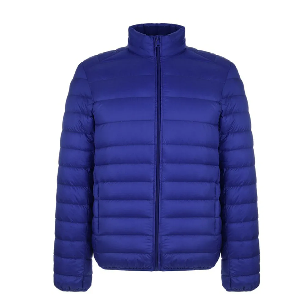 2018 Winter Lightweight Thin 90% White Duck Down Jacket Men Casual Ultralight Male Boy's Coat Slim Stand Collar Solid Parka | Мужская