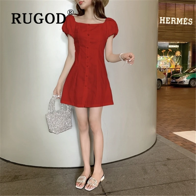 Женское мини платье RUGOD Белое Облегающее однобортное с открытыми плечами в