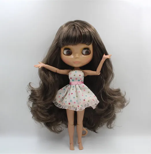 Blygirl Обнаженная кукла Blyth кукла темно-серая челка волосы больше суставов тело 19 суставов пшеничная кожа цвет может изменить тело DIY кукла - Цвет: Doll