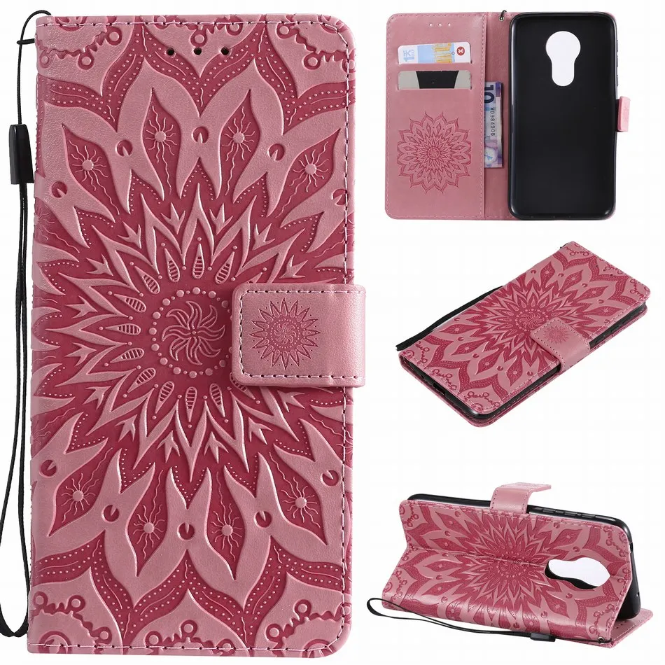 Кожаный чехол книжка для Motorola Moto E5 E4 C Plus G7 Power G6 G5 G5S G4 G2 Z4 Play Z Force X Style Datura Flower