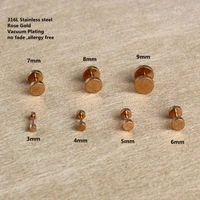 round cookies titanium screw back stud earrings rose gold color vacuum plating 316 l stainless steel no fade no allergy