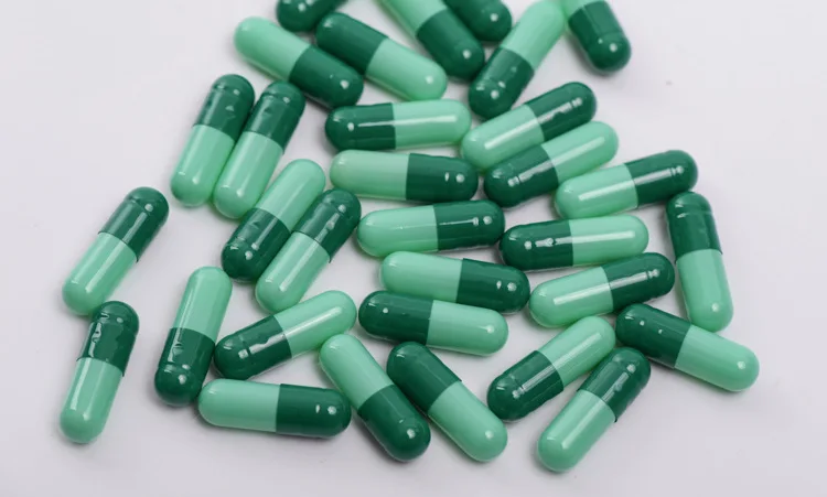 size 2 10000pcs light green-dark green colored empty hard gelatin capsules,  gelatin capsules , joined or separated capsules #2