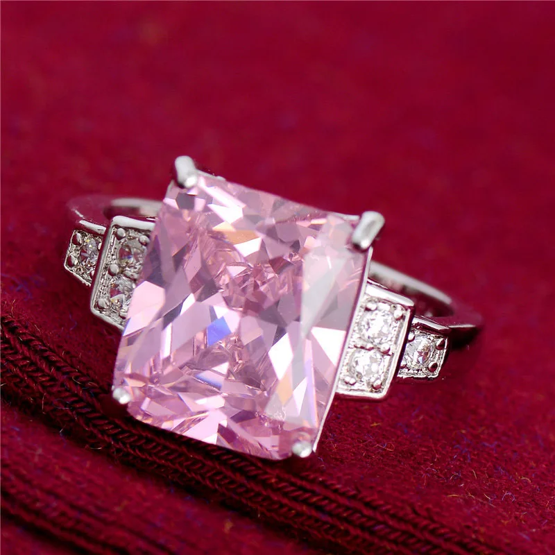 Большой красные синие квадратные AAA кольца с фианитом для Для женщин Модные