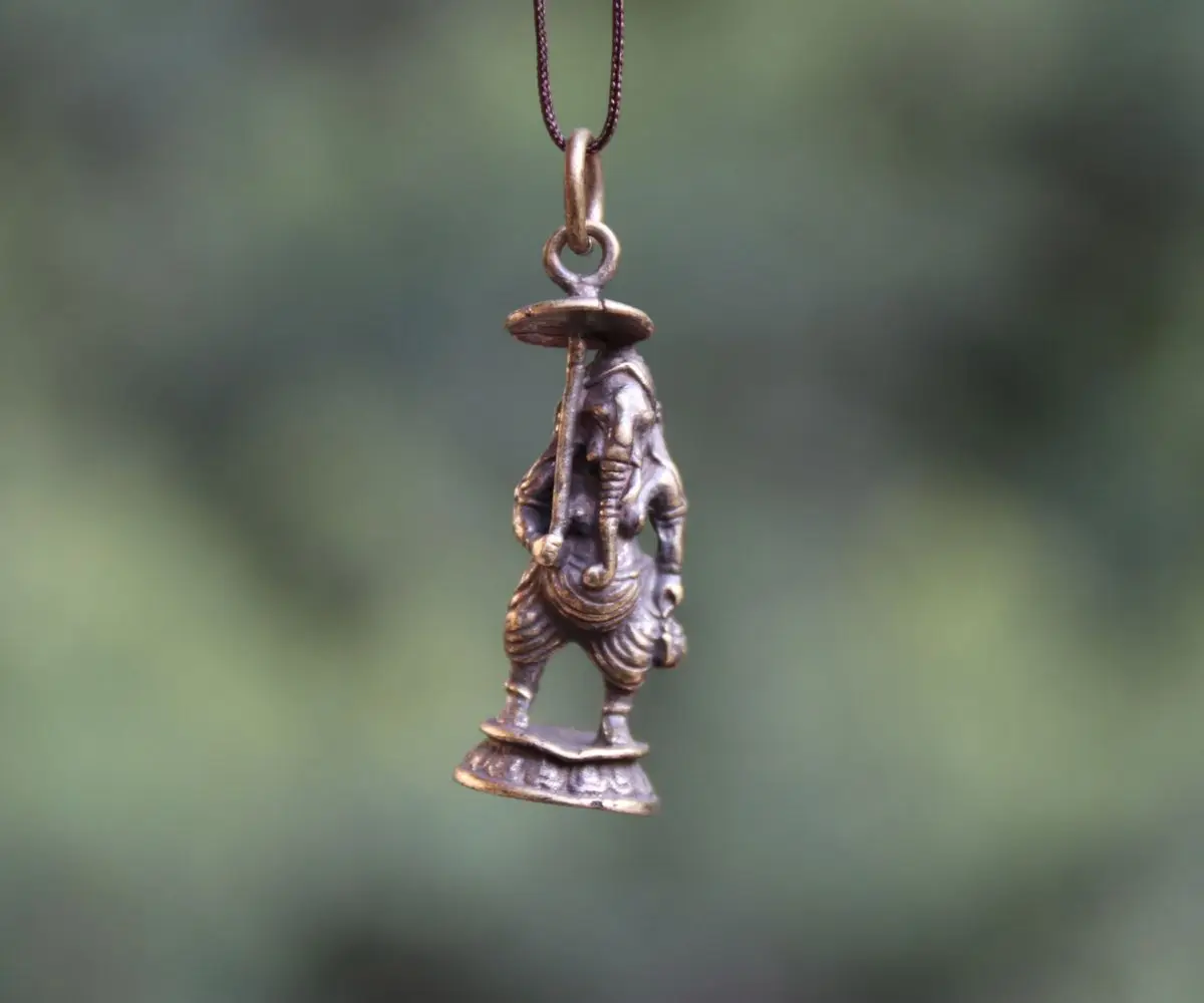 4 см индийский буддизм чистый Бронзовый Слон Ганеш скульптура Будды амулет