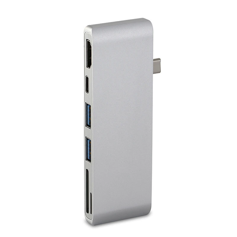 Серебристый USB-C Алюминиевый USB C концентратор к HDMI 4k type C концентратор 3,0 сплиттер адаптер TF Micro SD кард-ридер для Macbook pro для Asus - Цвет: Серебристый