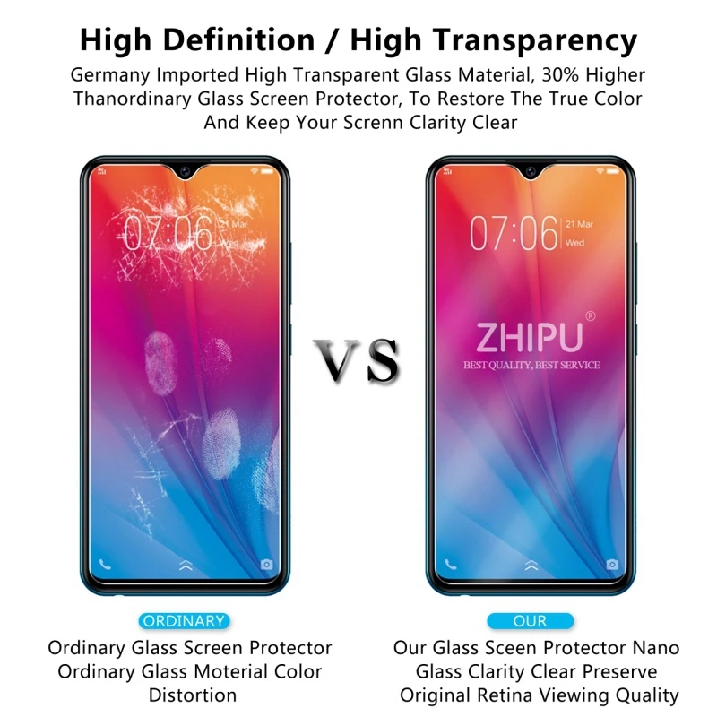 2 шт. закаленное стекло для VIVO Y91C Защитное экрана 2.5D 9H Премиум Закаленное защитная