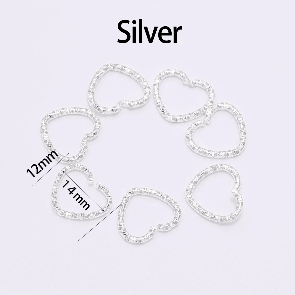Silver-heart 50-100 шт 8-20 мм серебряные круглые соединительные кольца витые Открытые Кольца jumprings разъем для ювелирных изделий Makings фурнитура DIY - Цвет: Silver-heart