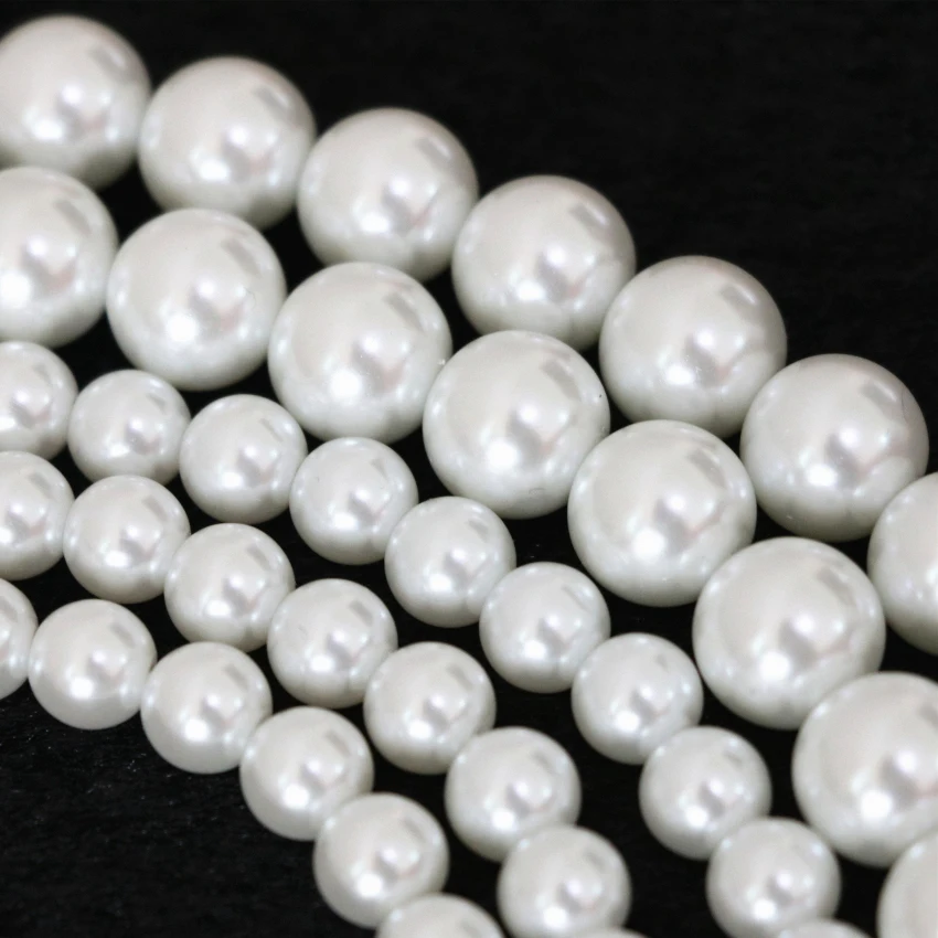Элегантный белый корпус имитация-жемчужина Круглые Бусины Стеклянные Кристалл