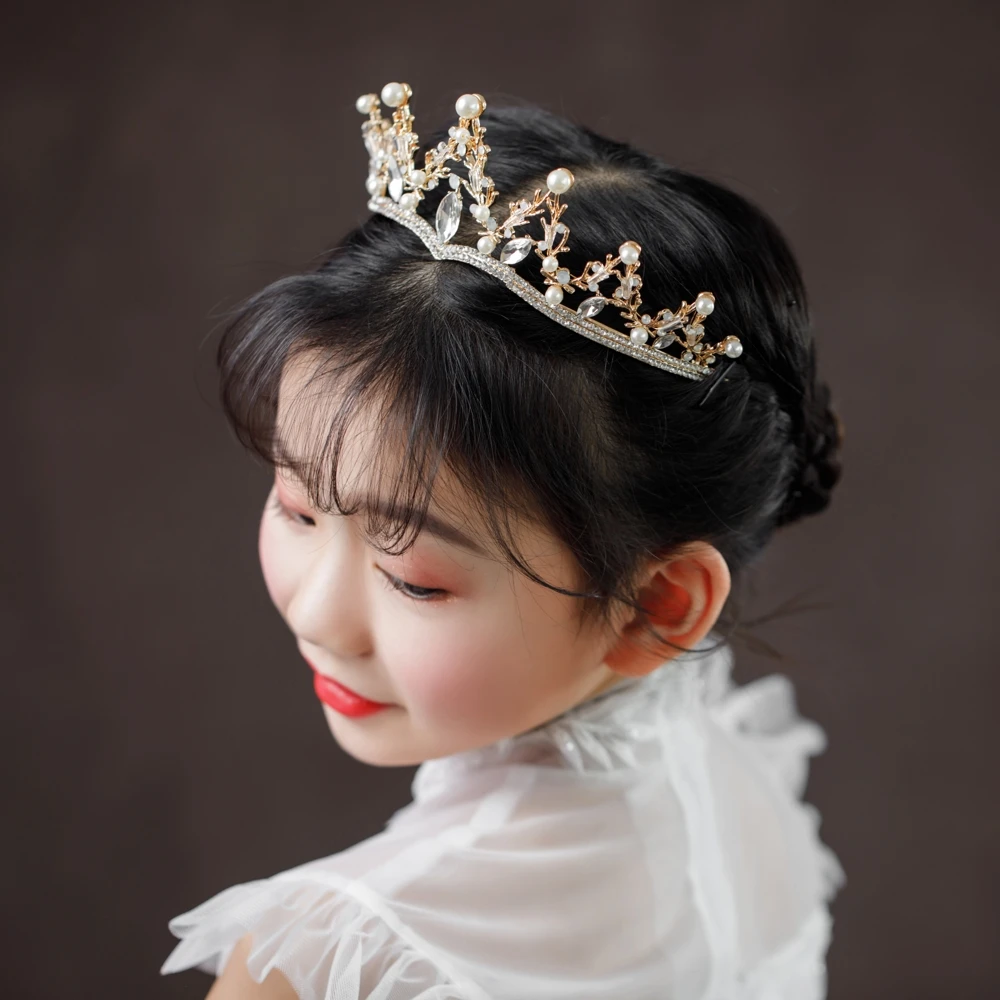 Классический Золотой Цвет Тиара Корона горный хрусталь имитация ободок на