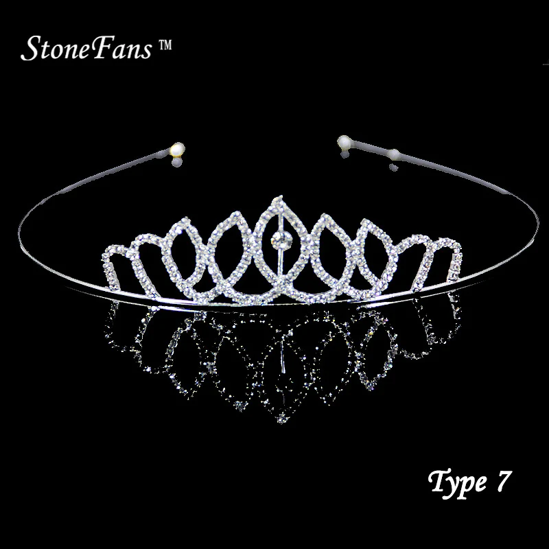 Stonefans Moon свадебные туфли со стразами и жемчугом Корона сердце Корона Pageant посеребренные Для женщин дети Тиара повязка Интимные аксессуары - Окраска металла: TYPE 7