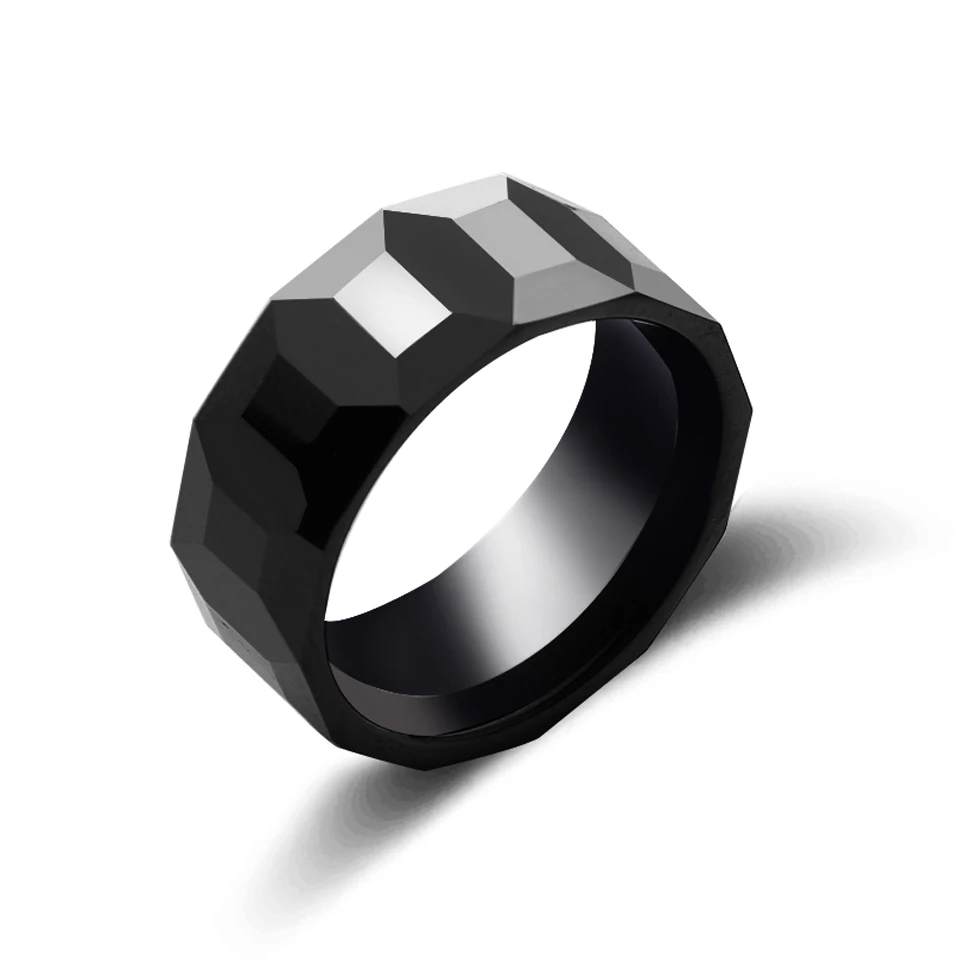 Керамическое кольцо для мужчин и женщин классическое геометрическое черного