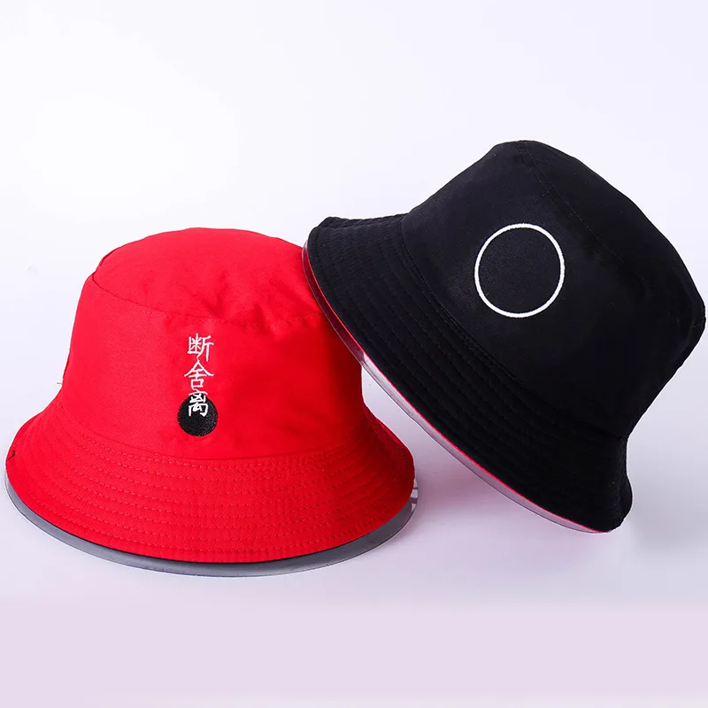 Двусторонняя Панама с вышивкой китайских букв двусторонняя летняя из хлопка