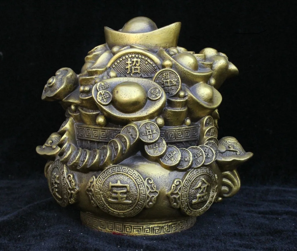 Китайский фэн шуй бронза латунь деньги Юань Бао богатство Ru yi счастливое
