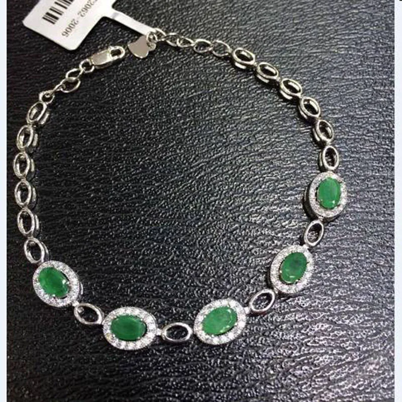 2017 Sale Qi Xuan_Trendy Jewelry_Colombia Green Stone Fashion Bracelets_S925 Solid Silver Bracelet_Factory Directly Sales | Украшения и