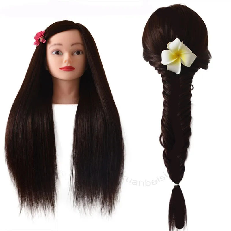 100%High Temperature Fiber Hair Mannequin Head Good Manikin Head With Free Clamp Training Head For Braid Hairdressing Dolls Head