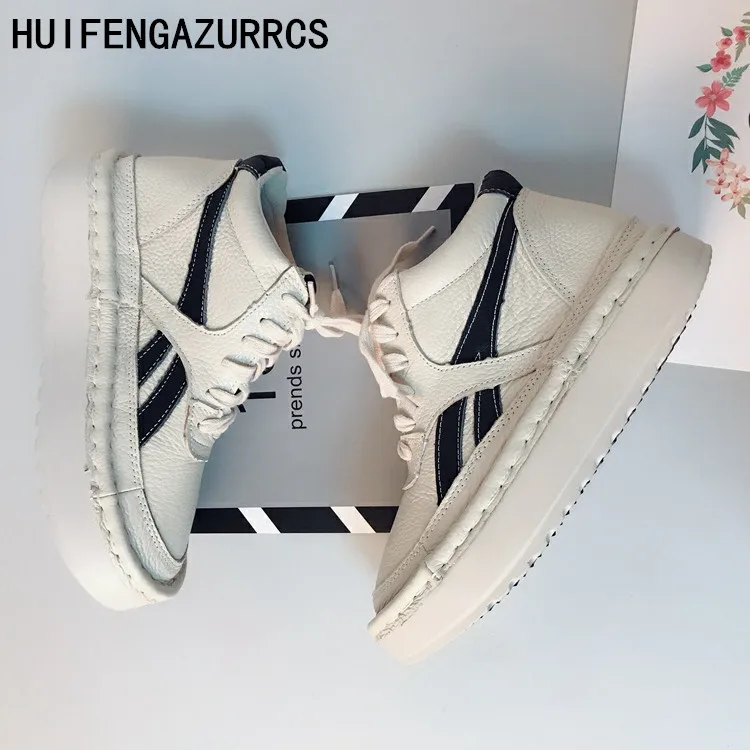 HUIFENGAZURRCS-Japanese women with thick leather,big leather short boots,real leather hand-made comfortable boots,only size 8