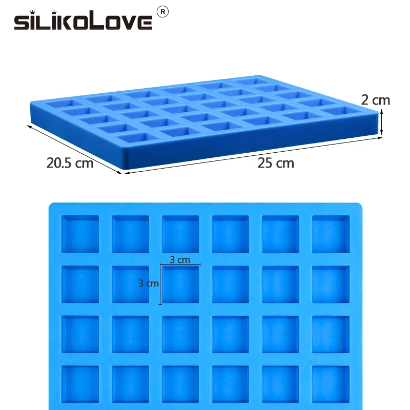 SILIKOLOVE новые уплотненные десертные Кондитерские шоколадное пирожное формы 30 полости 3D квадратные силиконовые формы для выпечки Кондитерские инструменты