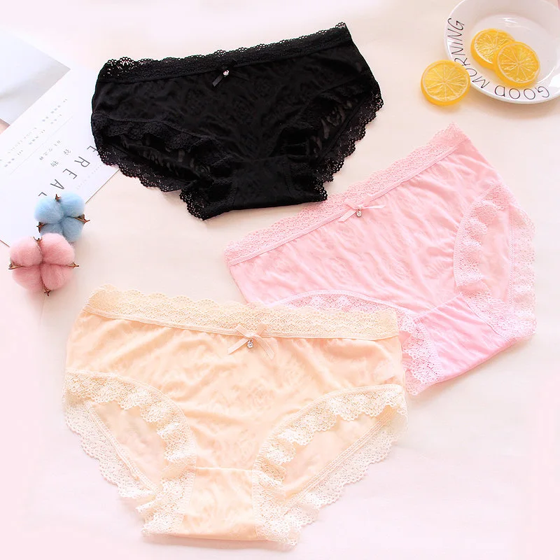 ZAVACE New underwear women lace edge ice silk seamless thin girl transparent sexy panties women's #188 |