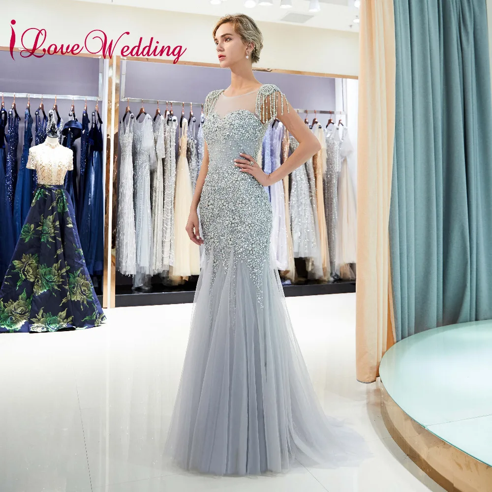 ILoveWedding Милая роскошный алмаз тяжелое вышитое бисером вечернее платье с