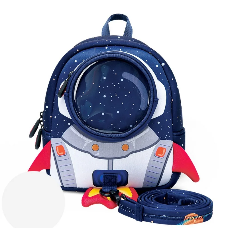 Blue Small Size Анти-потеря 3D мультфильм ракета Детский Рюкзак Дети Девочки Мальчики школьные сумки неопрен малыш детский сад сумка космическая капсула - Цвет: Blue Small Size