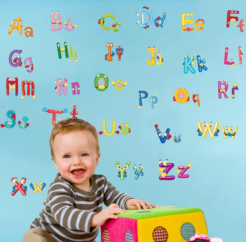 Lettres алфавитные наклейки грандиозная графитовая Chambre Dɾnfants Mur Новая модная
