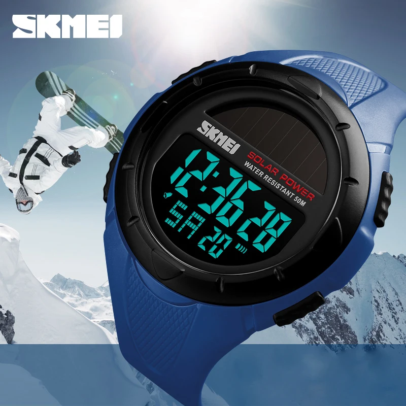 

SKMEI Solar Power Watch Mens Wristwatch Luminous Digital Watch Chrono Waterproof Outdoor Sports Watch Wrist Masculino 2019 New
