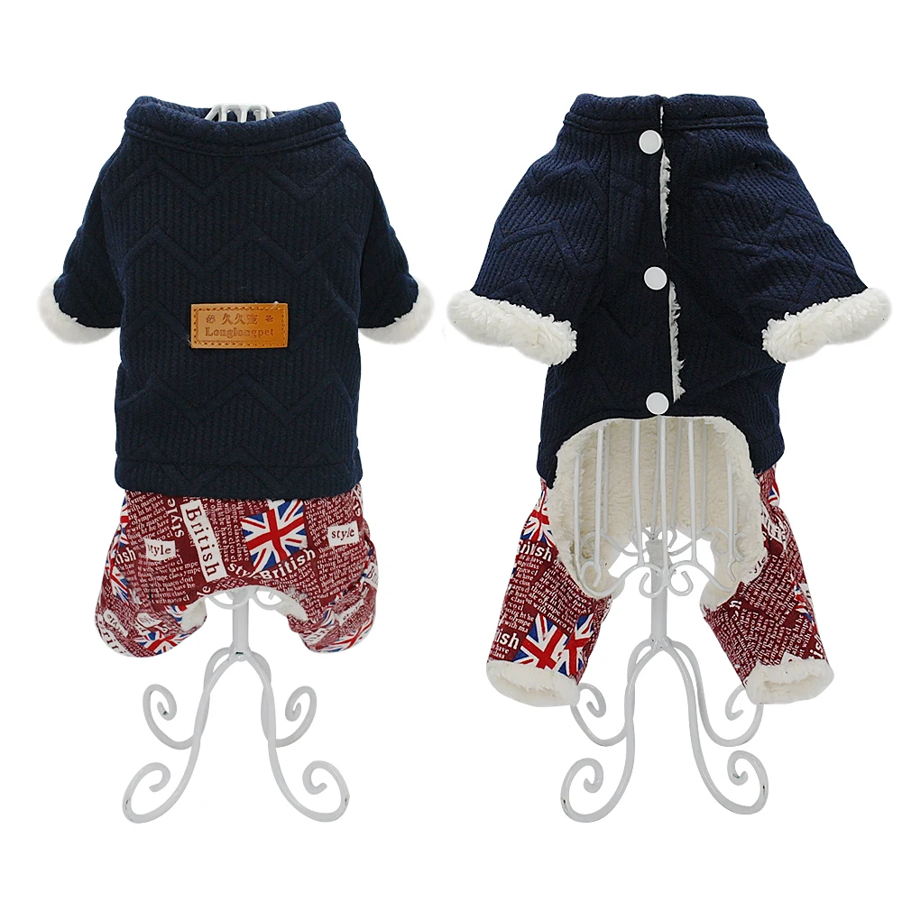 Зимняя одежда для собак с четырьмя ножками теплый хлопковый комбинезон пальто