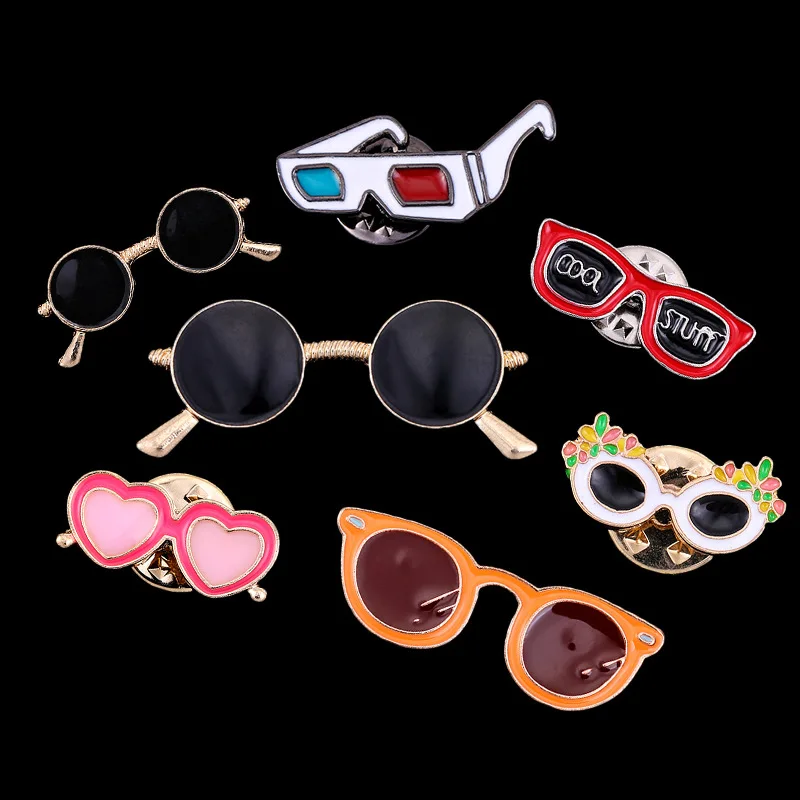 Модные милые эмалированные очки солнцезащитные булавки и броши рюкзак платье