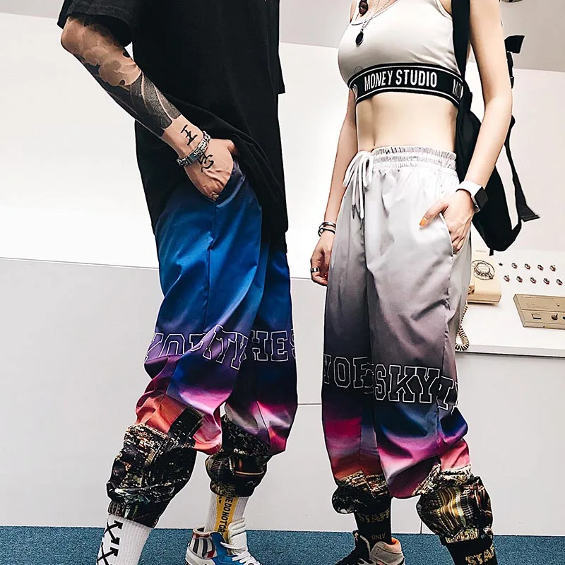 Женские брюки в стиле хип-хоп с градиентным изображением ночного города женские